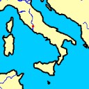 Rome is in het begin een kleine nederzetting aan de Tiber, midden in Italië.